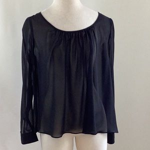 Sheer Scoop Neck Blouse